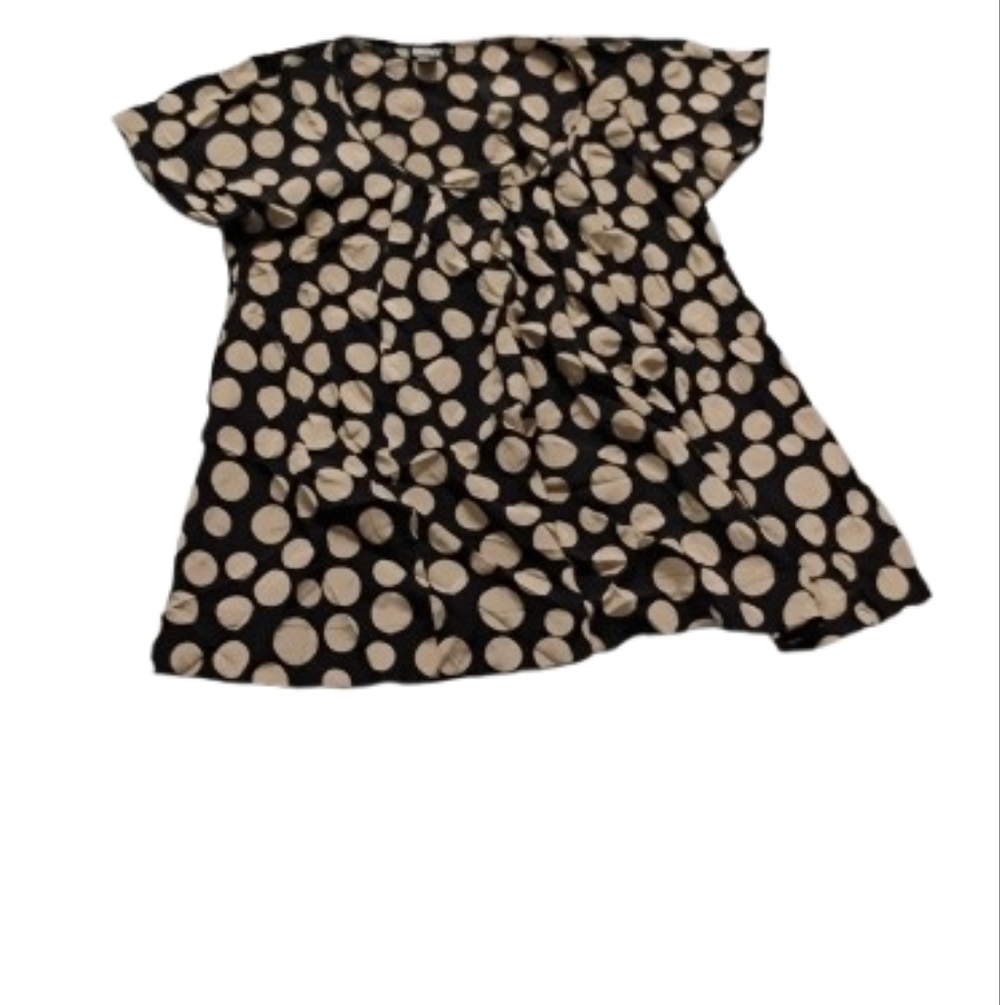 DKNY Womens Polka Dot Cap Sleeve Silk Blouse Sz 8